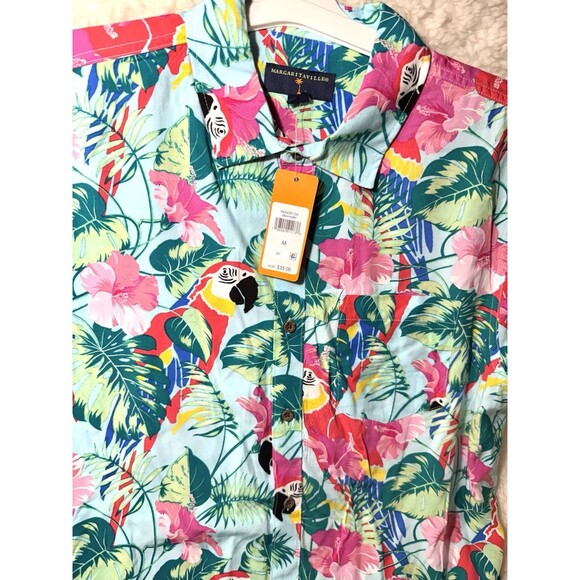 Margaritaville Casual Button Down Collared Men's Shirt Parrot Beach Size M - Picture 3 of 4